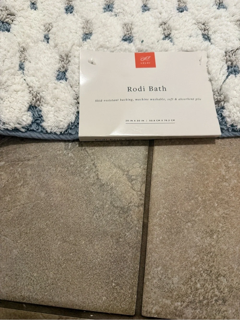 World Market Rodi White and Blue Textured Bath Rug - Home Accents